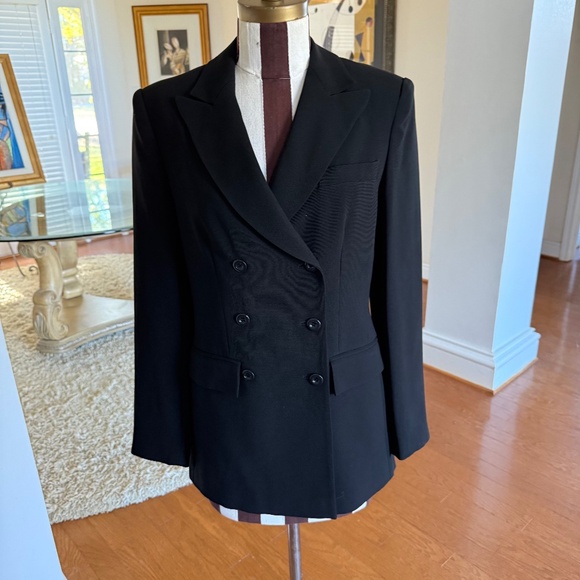 Vtg Ann Tjian for Kenar Double-Breasted Blazer Jacket Womens Sz 4 Black Career - Picture 1 of 12